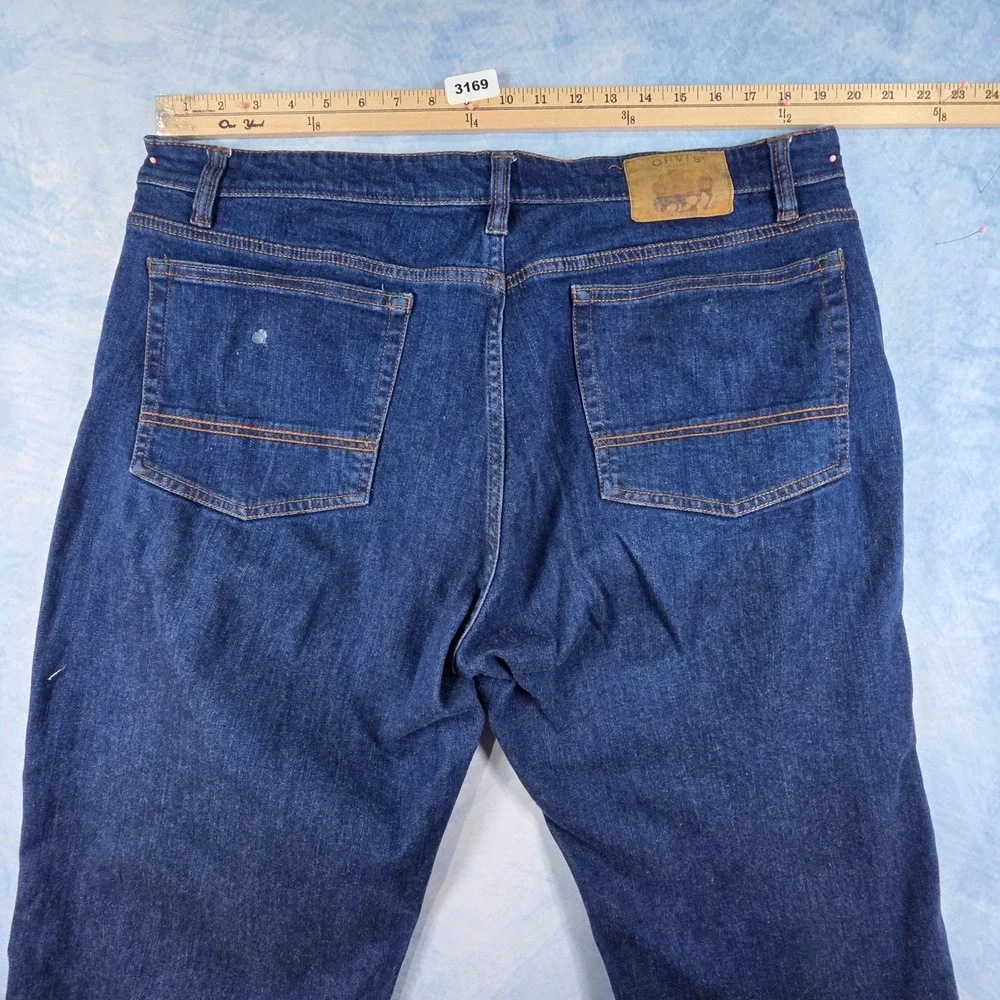 Orvis Mens Dark Wash Straight Leg Stretch Denim Jeans Blue Size 40x26